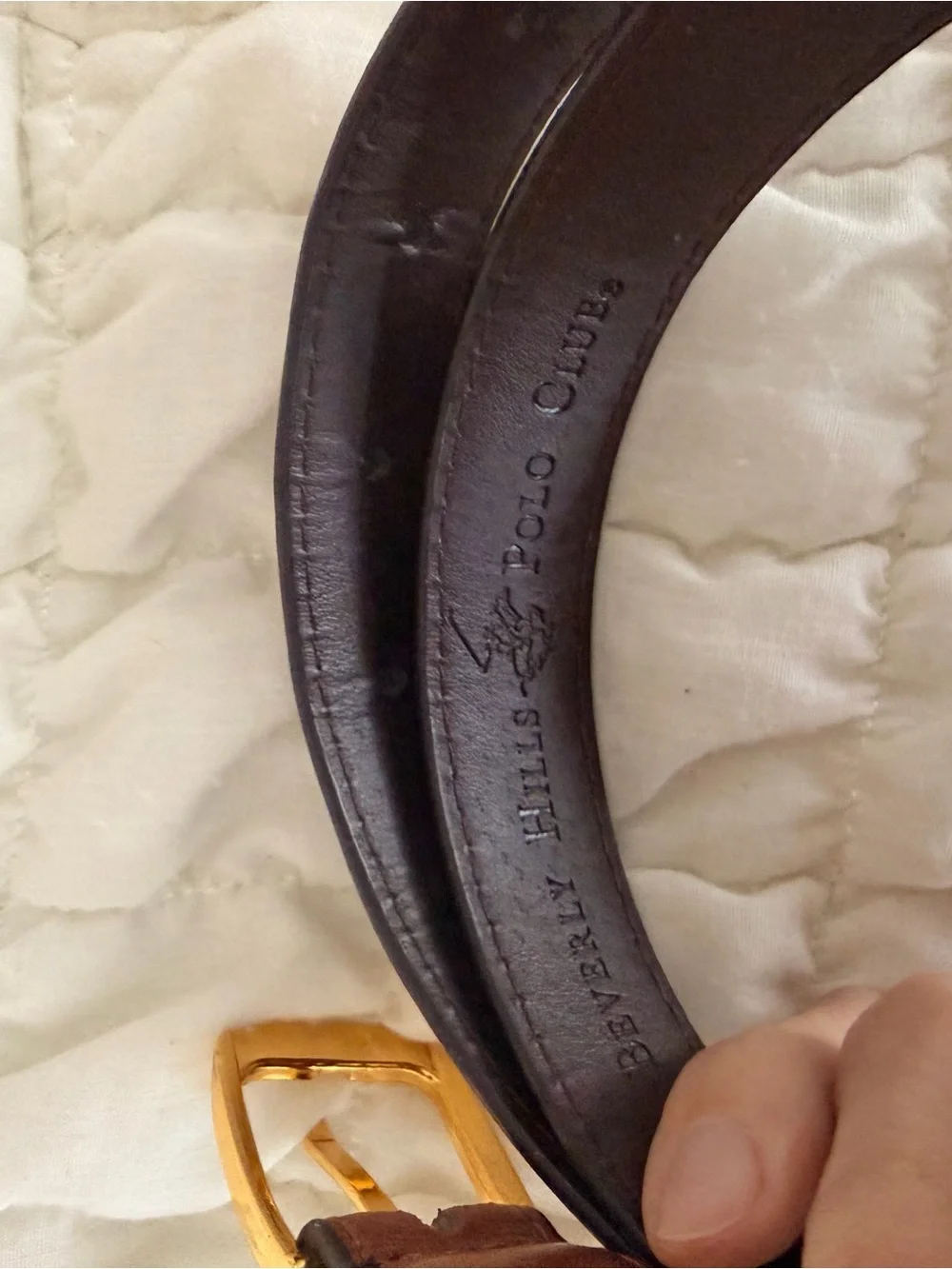 Beverly Hills Polo Club Brown Leather Belt with Gold Buckle